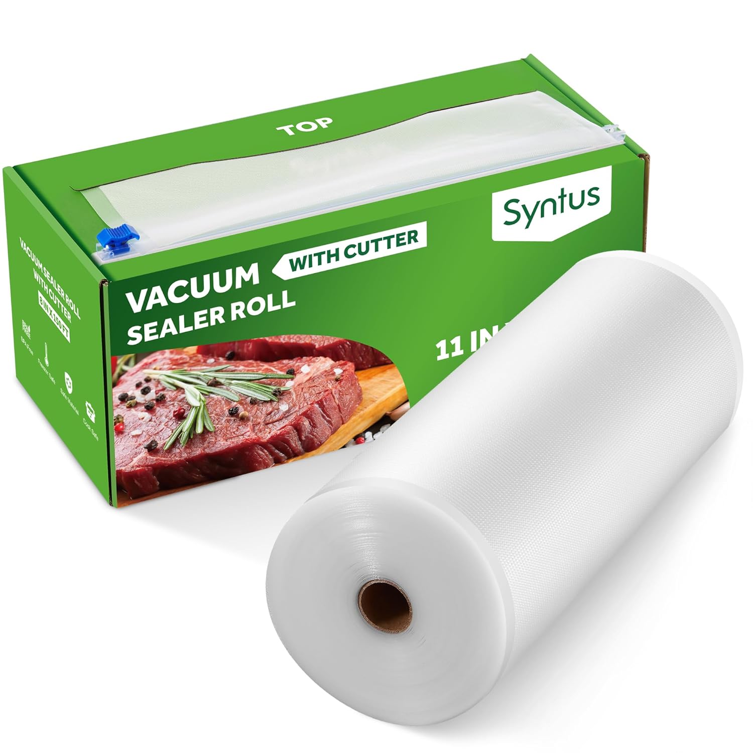 Syntus 11 x 150 Food Vacuum Seal Roll Keeper with Cutter Dispenser Commercial Grade Vacuum Sealer Bag Rolls