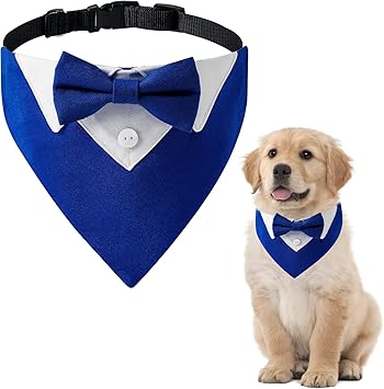Amazon Hacraho フォーマルドッグタキシードバンダナ 1個 犬の結婚式のバンダナ 犬と猫のための調節可能な青いネッカチーフ L Hacraho バンダナ 通販