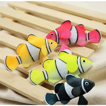 Amazon Wolfride 4個セット 人工浮遊魚 水槽用飾り 人工魚 装飾 アクアリウム 水槽 水質に無害 シリコン製 発光魚 水槽装飾 小さな夜光魚 吸盤付き 飾り カラフルなクマノミ Gasea オーナメント 通販