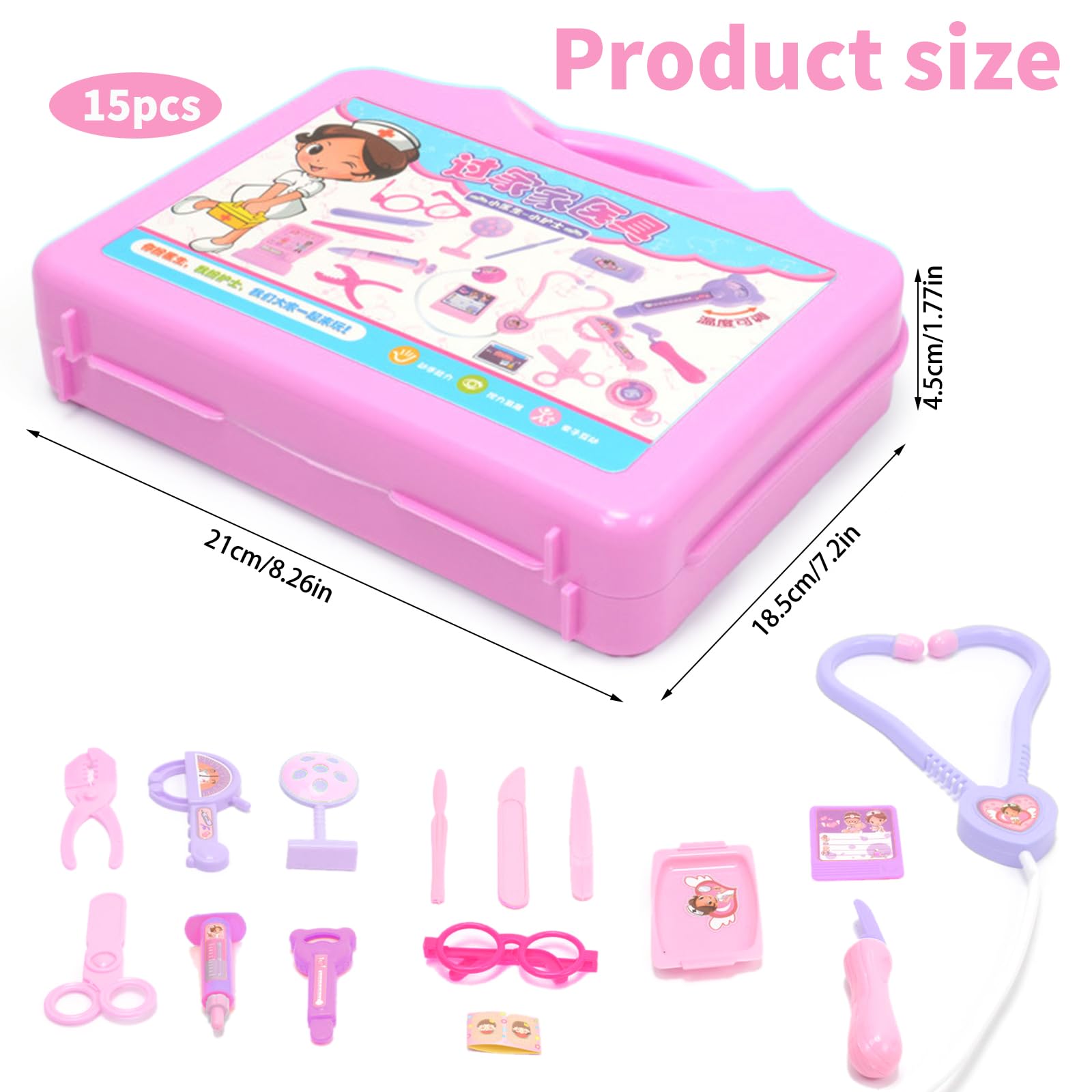 Doctor Kit for Kids Toddler 15PCS Doctor Pretend Role Play Medical Kit for 3+ Kids Toys with Carry Case and Real Stethoscope - Image 2