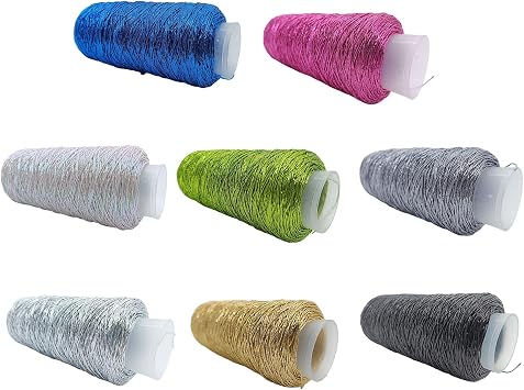 Sparkling Metallic Yarn Crochet Knitting Thread Yarn Polyester Thread 200g/Roll for Purse Bag Charm Keychain Pendants