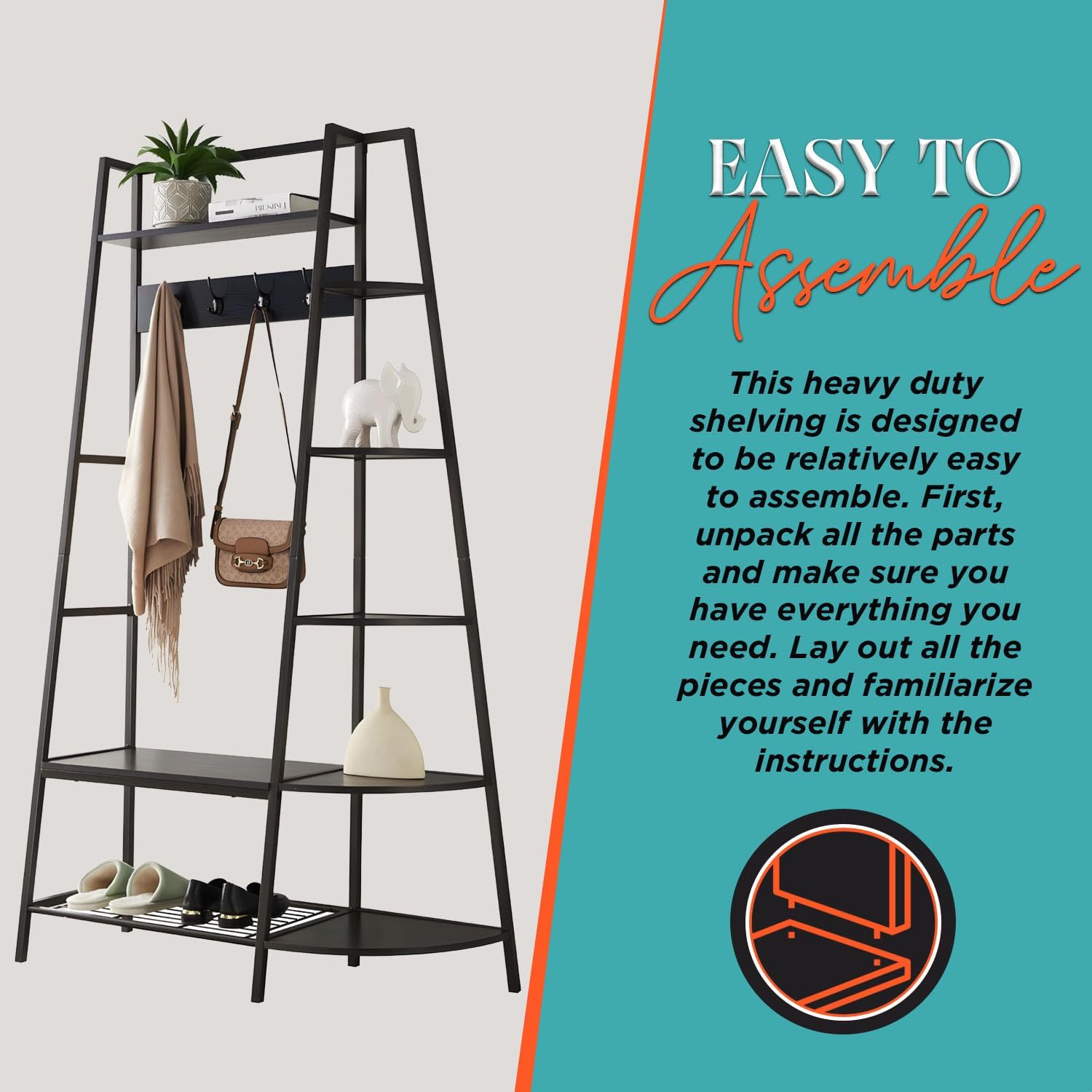 Kings Brand Furniture - Hall Tree with Storage Bench and Shelf - Entryway Bench with Shoe Storage Hooks and Coat Rack Stand with Shelf - 5 Side Corner Wood Shelves for Home Decor - Pewter