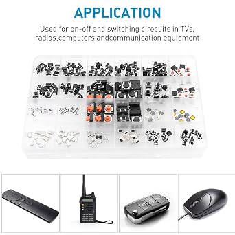 240 Pcs 24 Value Micro Momentary Tactile Push Button Switch Tact Assortment Kit