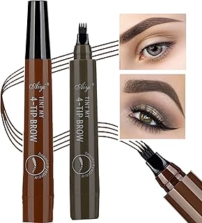 2PCS Eyebrow Pen,Long-Lasting Brow,Waterproof Eyebrow Pencil,Eyebrow Makeup Natural Professional Eyebrow,Eyebrow Pen with Fork Tip (Dark Brown&Grey Brown)