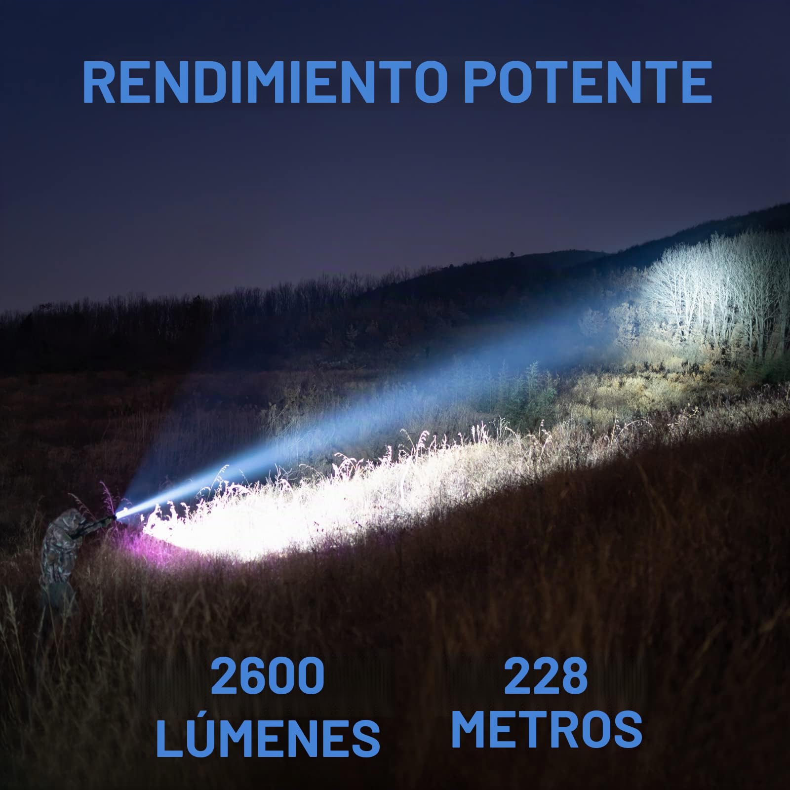 TrustFire T21R LED Linterna 2600 Lúmenes, Linterna Táctica Militar Caza Profesional Super Brillante Potente con Batería y USB Tipo-C Recargable - 4 Modos con 1 Modo Estroboscópico