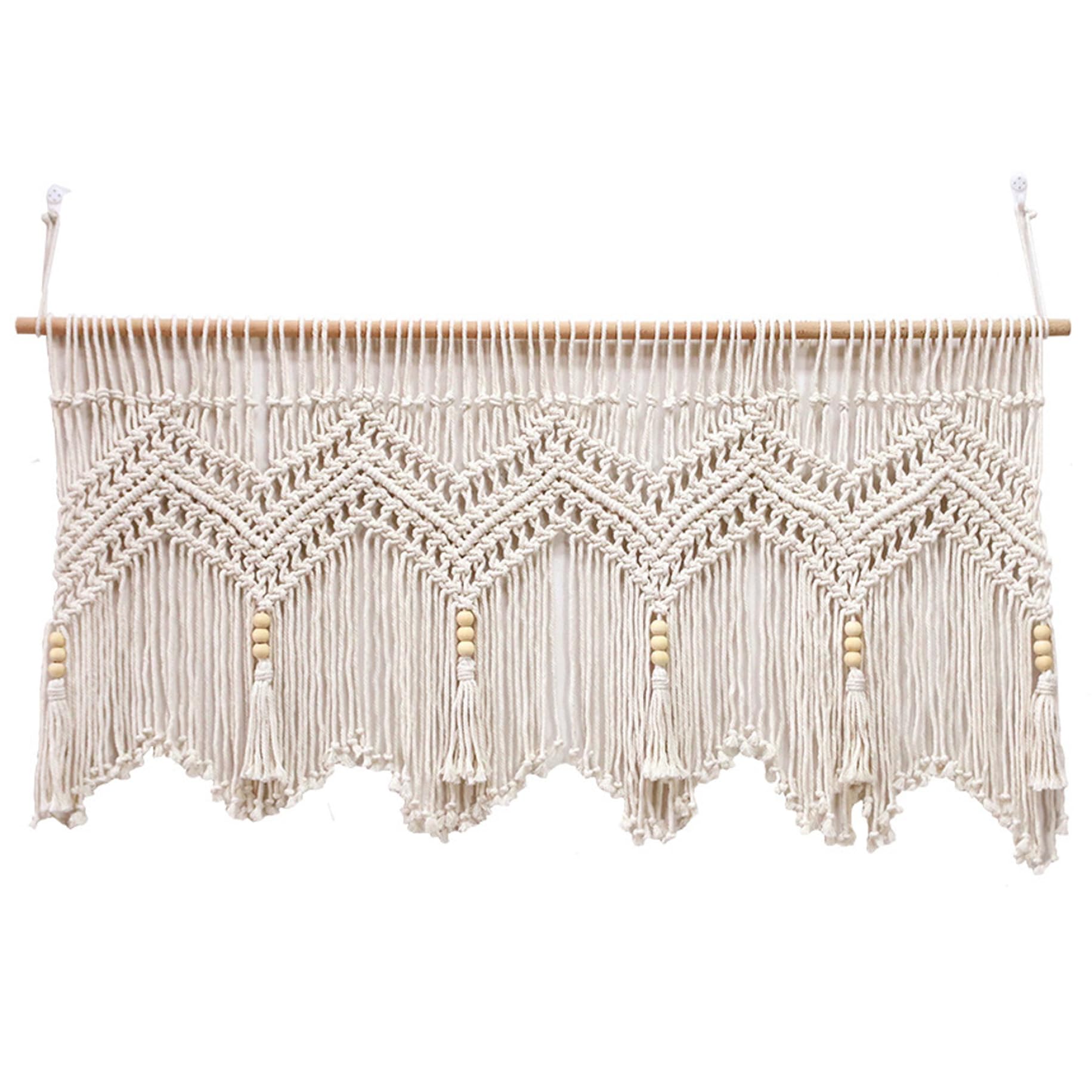 Tende Macrame per finestre, mantovana Macrame Intrecciata da 52x21 Pollici in Corda di Cotone, mantovana Boho Corta a Parete per la Cucina Camera da Letto Bagno Soggiorno portiera Balcone &&