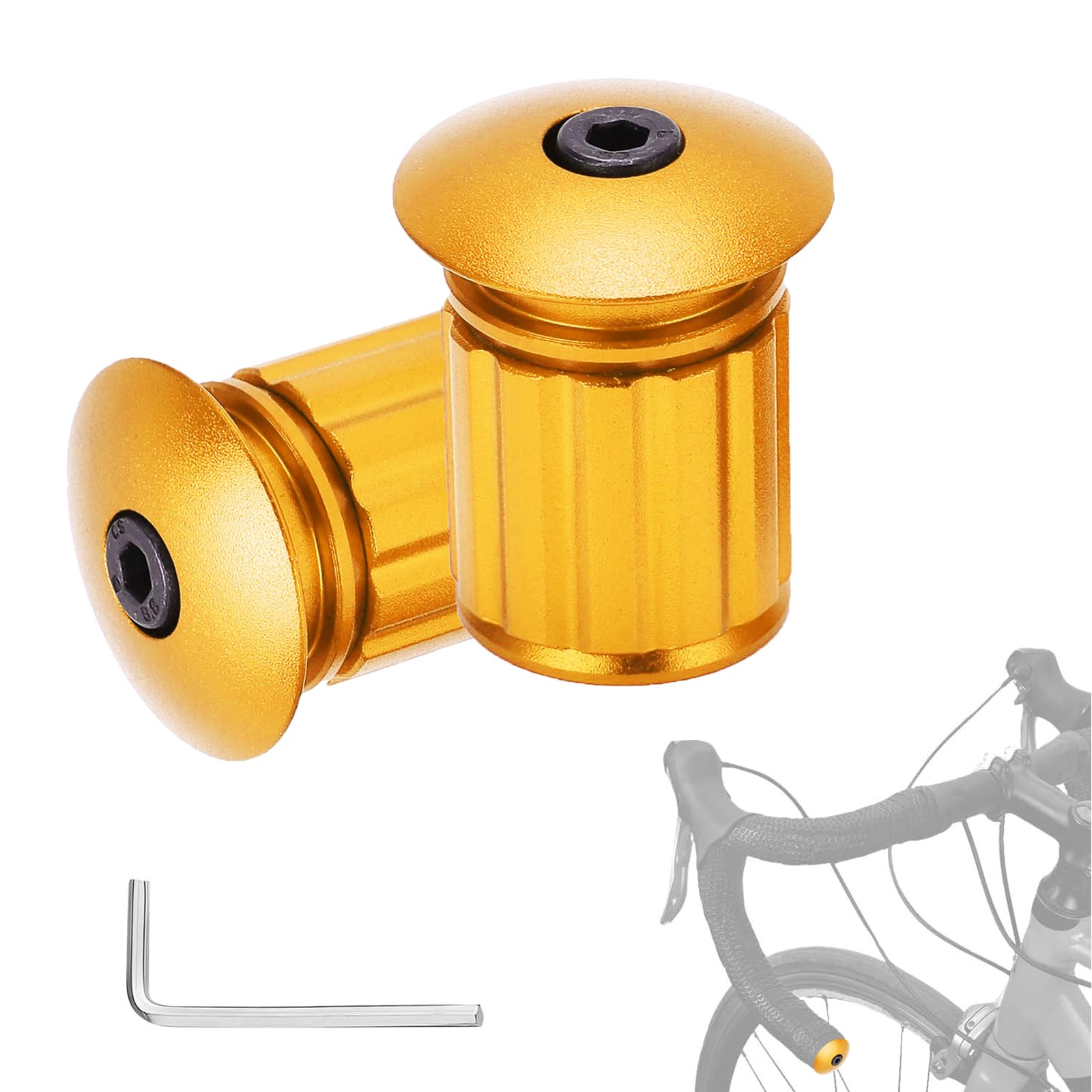 OUKENS Fahrradlenker Endstopfen, 1 Paar Aluminium Fahrrad Bar Ends Lenkerstopfenlenker Plugs Kappen, Lenker Endkappen Einstellbare für 18-20 mm Fahrradlenker Fahrrad,MTB, Rennrad(Gold) Sport & Freizeit