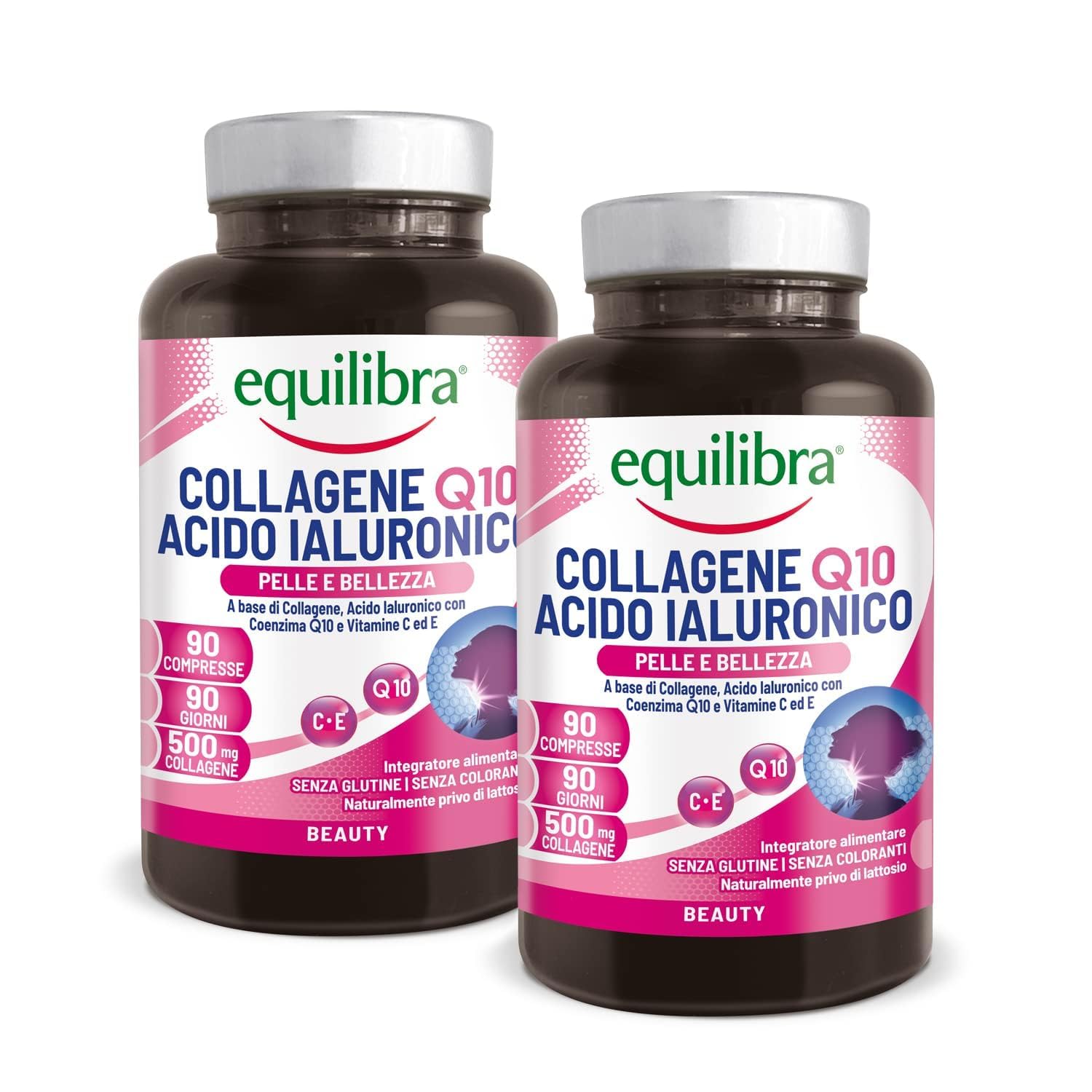 Equilibra Collagene Q10 Acido Ialuronico, 2x90 Compresse, con Coenzima Q10 | a b