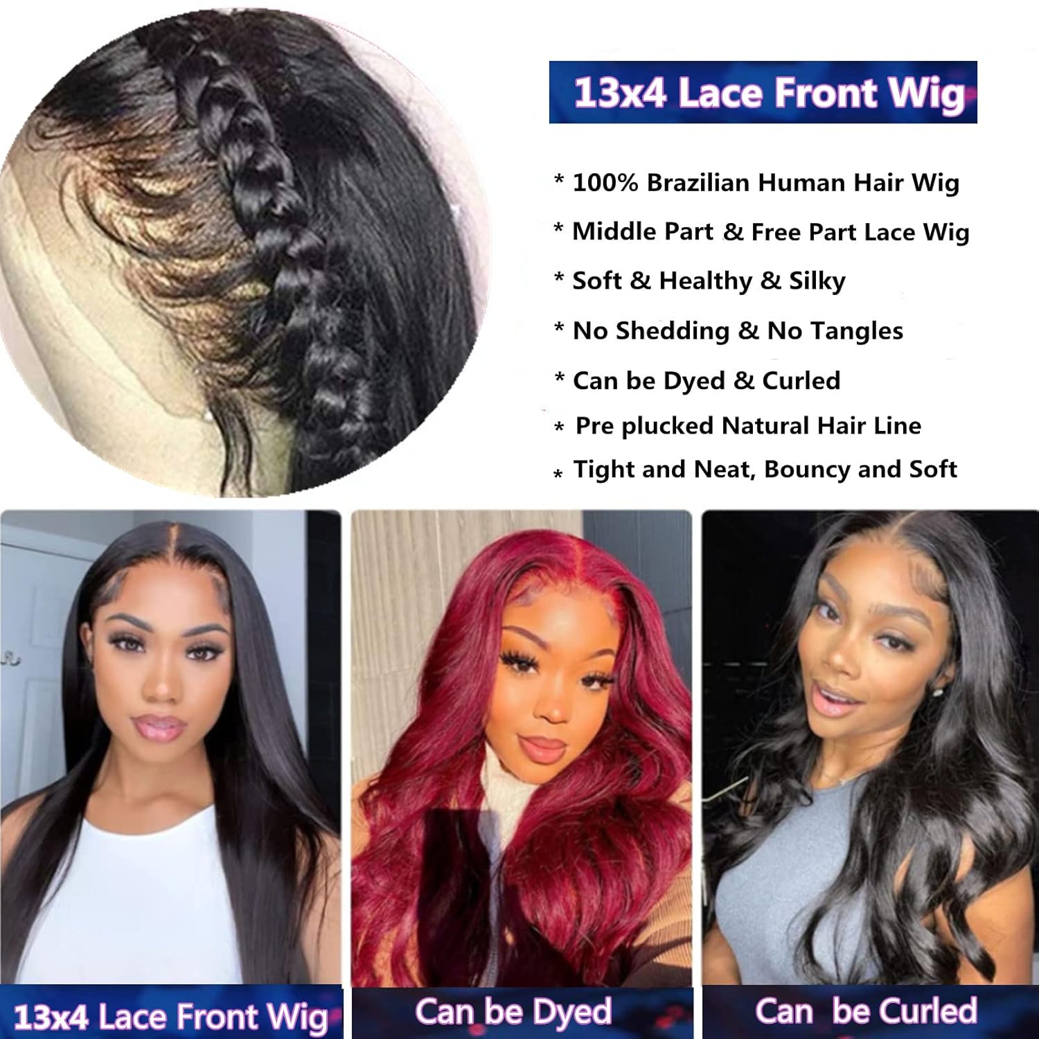 MISSJAY 30 Inch Lace Front Wigs Human Hair Brazilian Straight Human Hair Wigs for Black Women 13x4 Lace Frontal Wigs Pre Plucked Natural Hairline with Baby Hair Natural Black