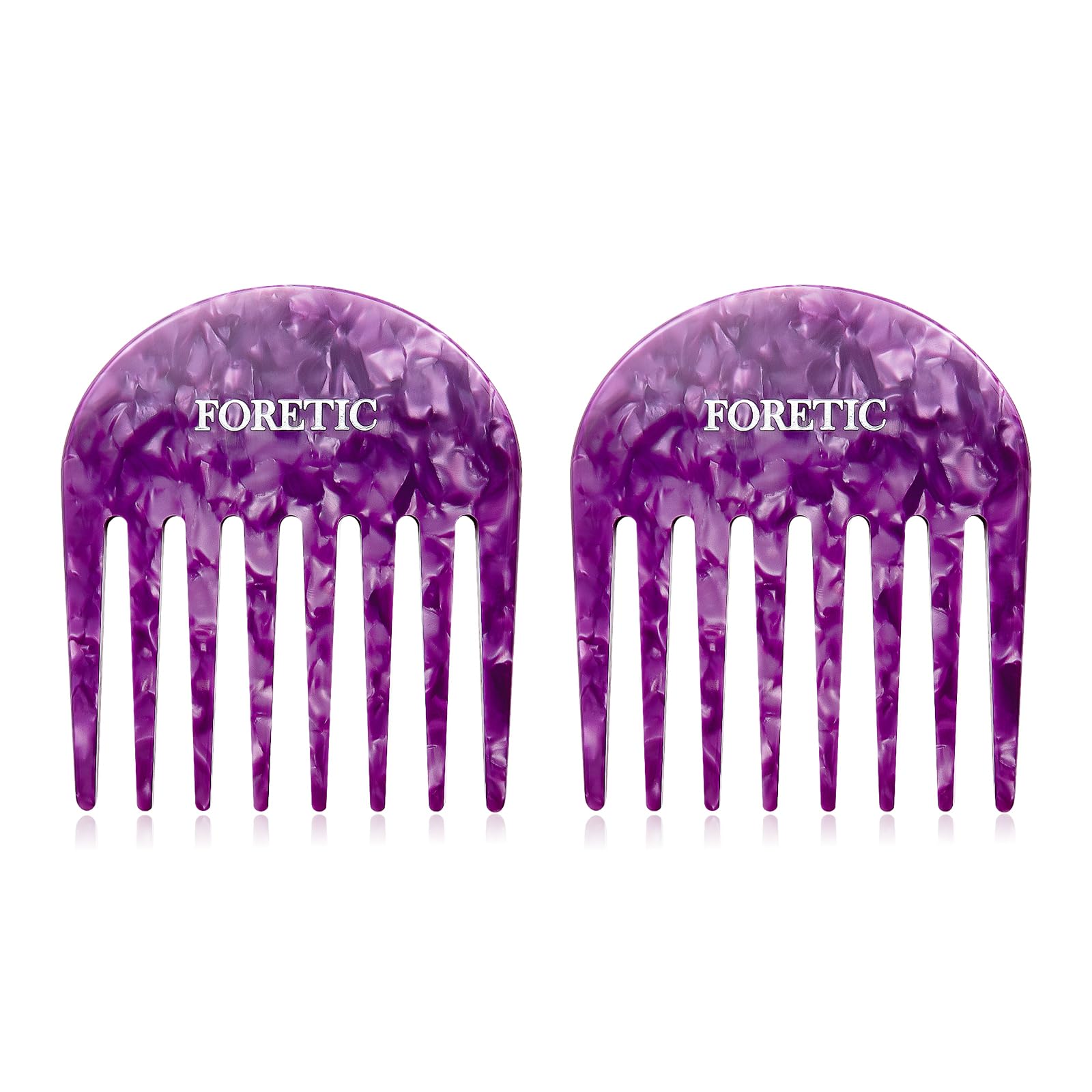 Foretic 2 Pcs Handmade Bright Violet Wide Tooth Comb - Small, Professional Hair Detangling Comb for Wet and Dry Hair, Suitable for Long and Short