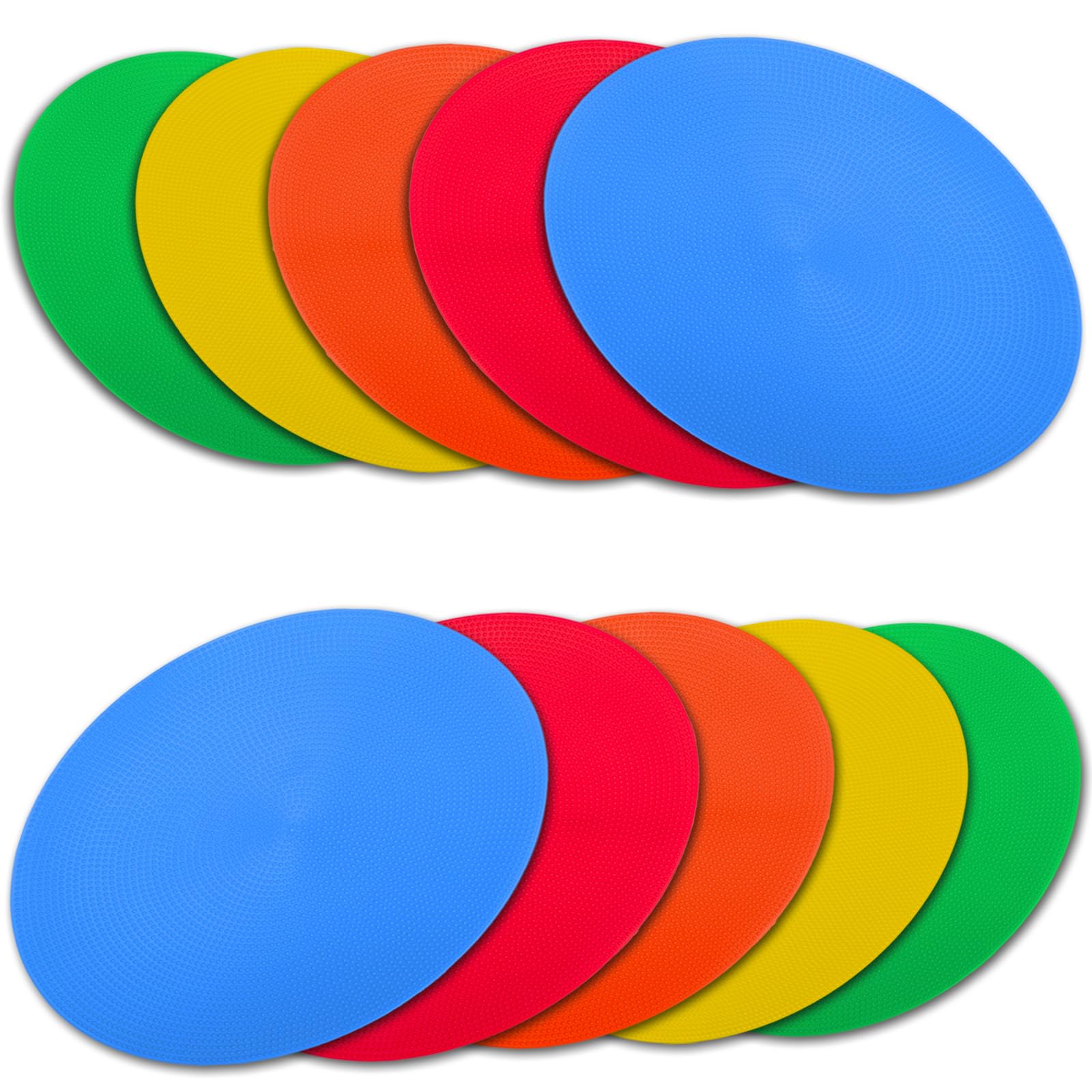 Vhxorrz Poly Spot Markers 9 inch 10 Pcs Non-Slip Floor Dots Flat Field Cones Rubber Circles for Gym for Football Soccer Basketball Speed Training Markers Dance Kids Class Room Sports Drills TPE