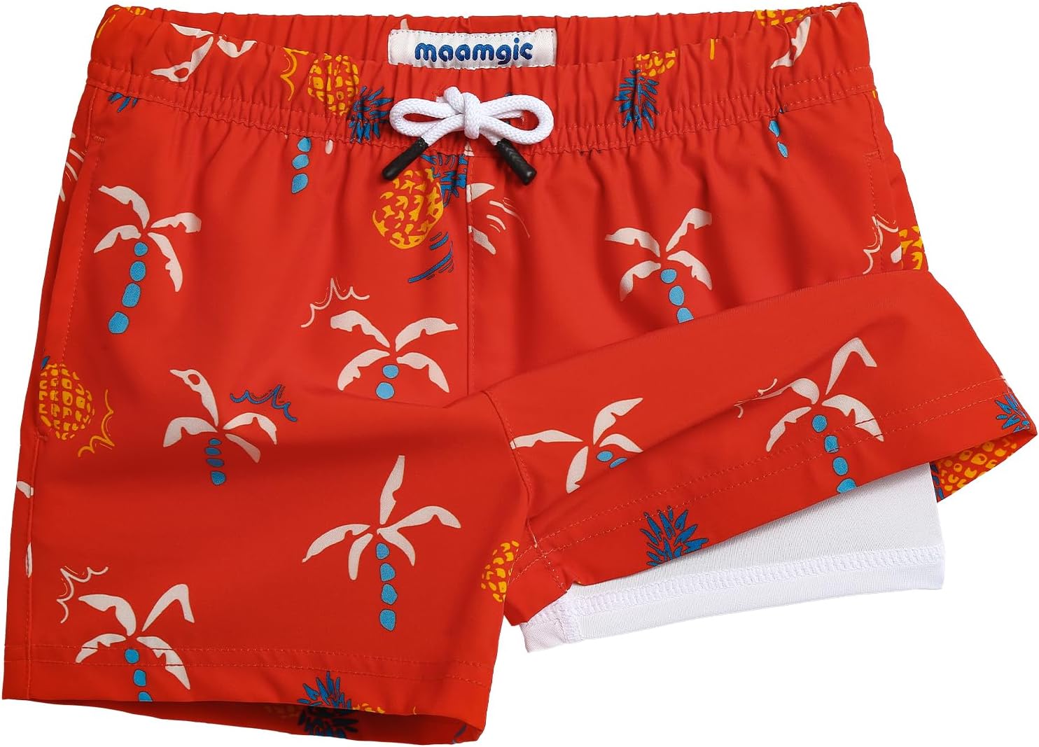 maamgic Boys Swim Trunks with Compression Liner Toddler Stretch Swim Shorts