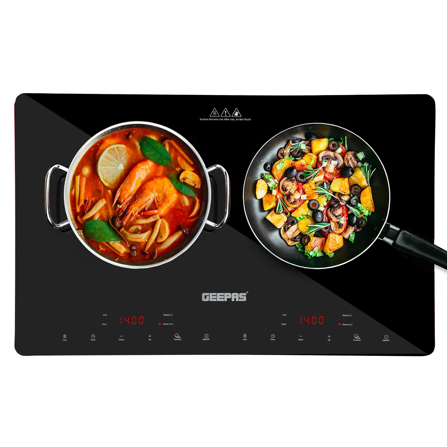 Buy Geepas Double Induction Cooker, 2800W Digital Induction Hob w/LED