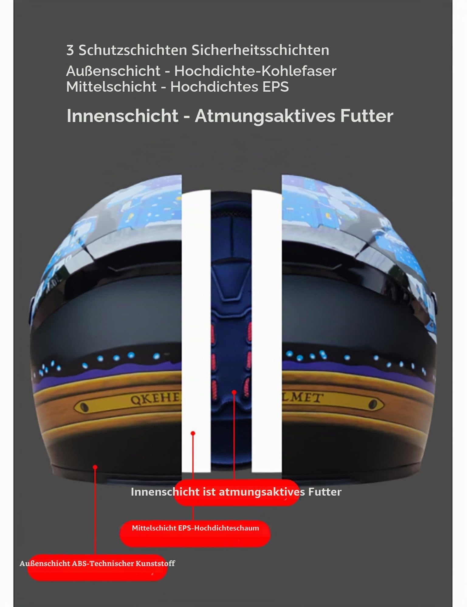 Integralhelm, Motorradhelm, modulare Motorradhelme für Unisex-Erwachsene, Streetbike, Cruiser, Roller, DOT-zugelassen C,XXXL63-64CM