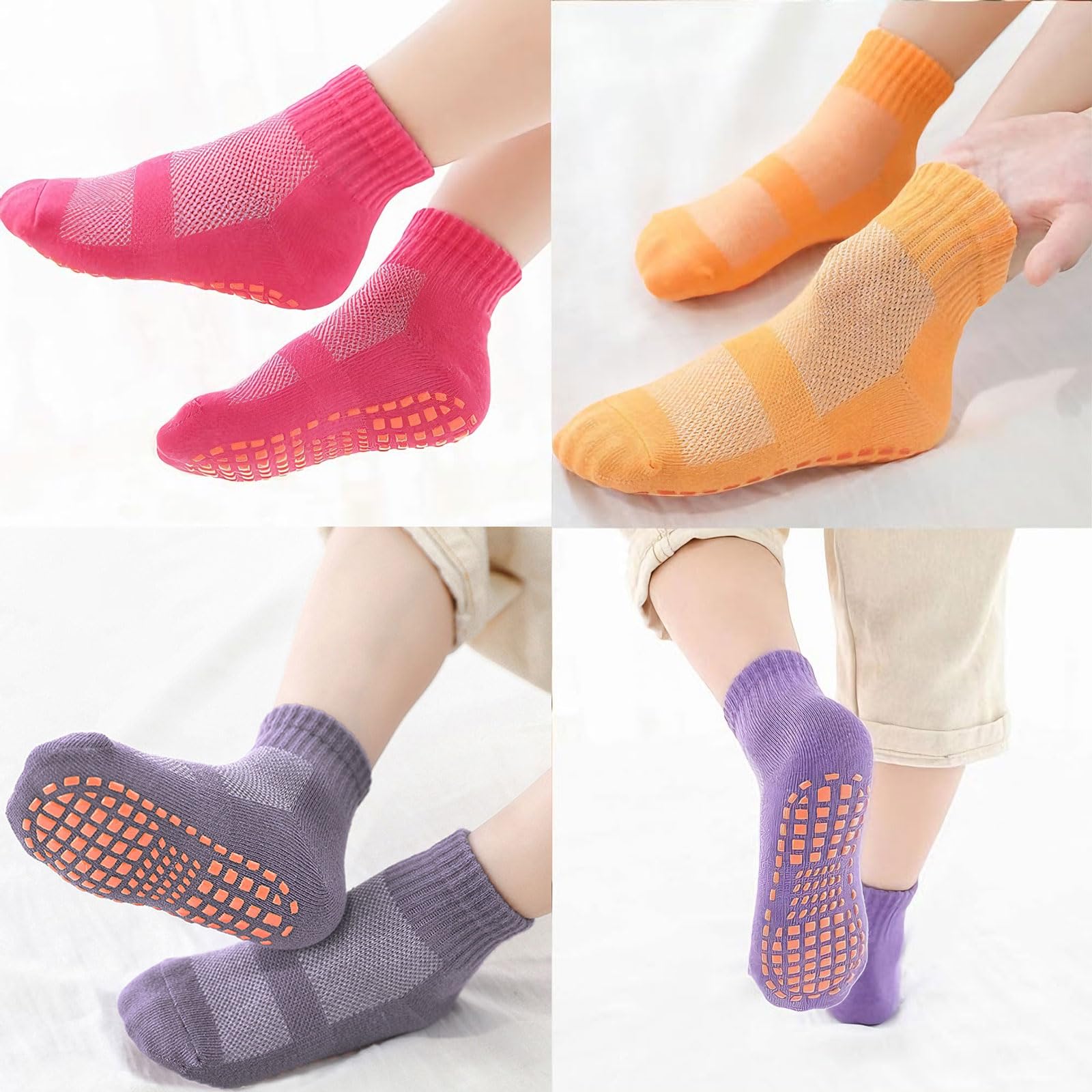 Calcetines para niños pequeños con agarres antideslizantes para cama elástica para niños, paquete de 10 unidades