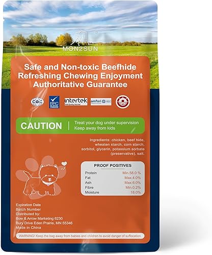 Miniatura 8 de MON2SUN Palitos de cuero crudo para perros y cachorros pequeños, promueven la salud dental alas de pollo (pollo, 10.08 onzas, paquete de 1)