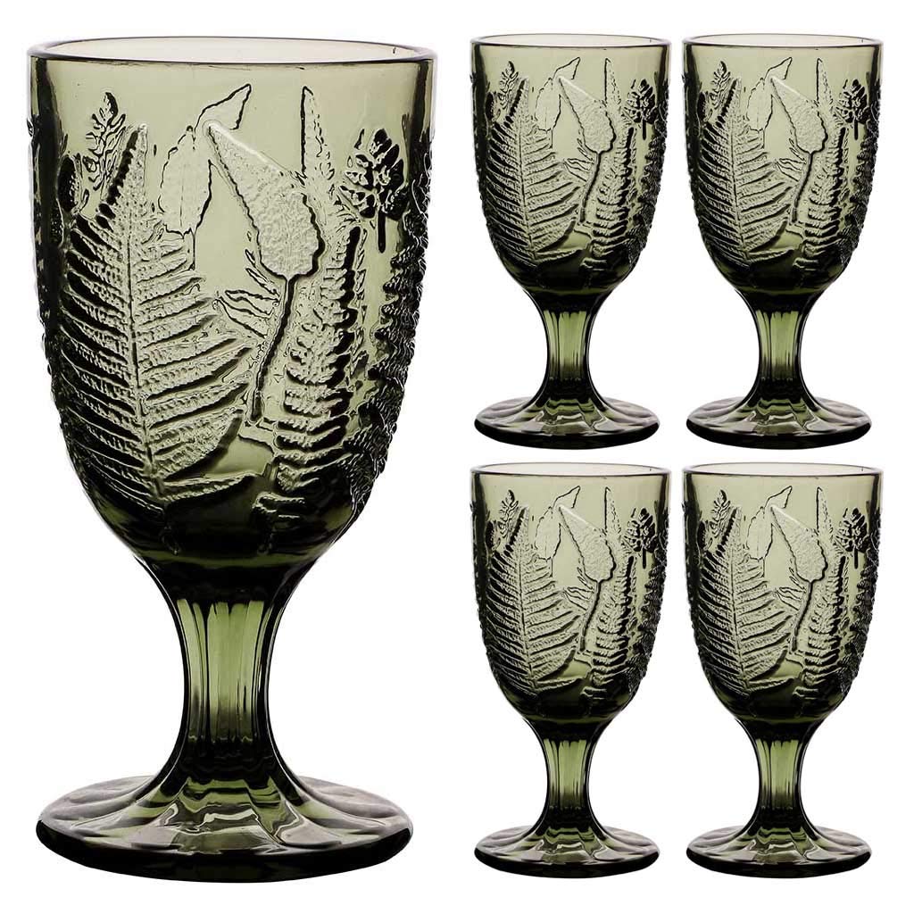 Dibor Set of 4 Wine Glasses Green Dishwasher Safe 300ml Goblets Alfresco Dining Glassware โ image 1