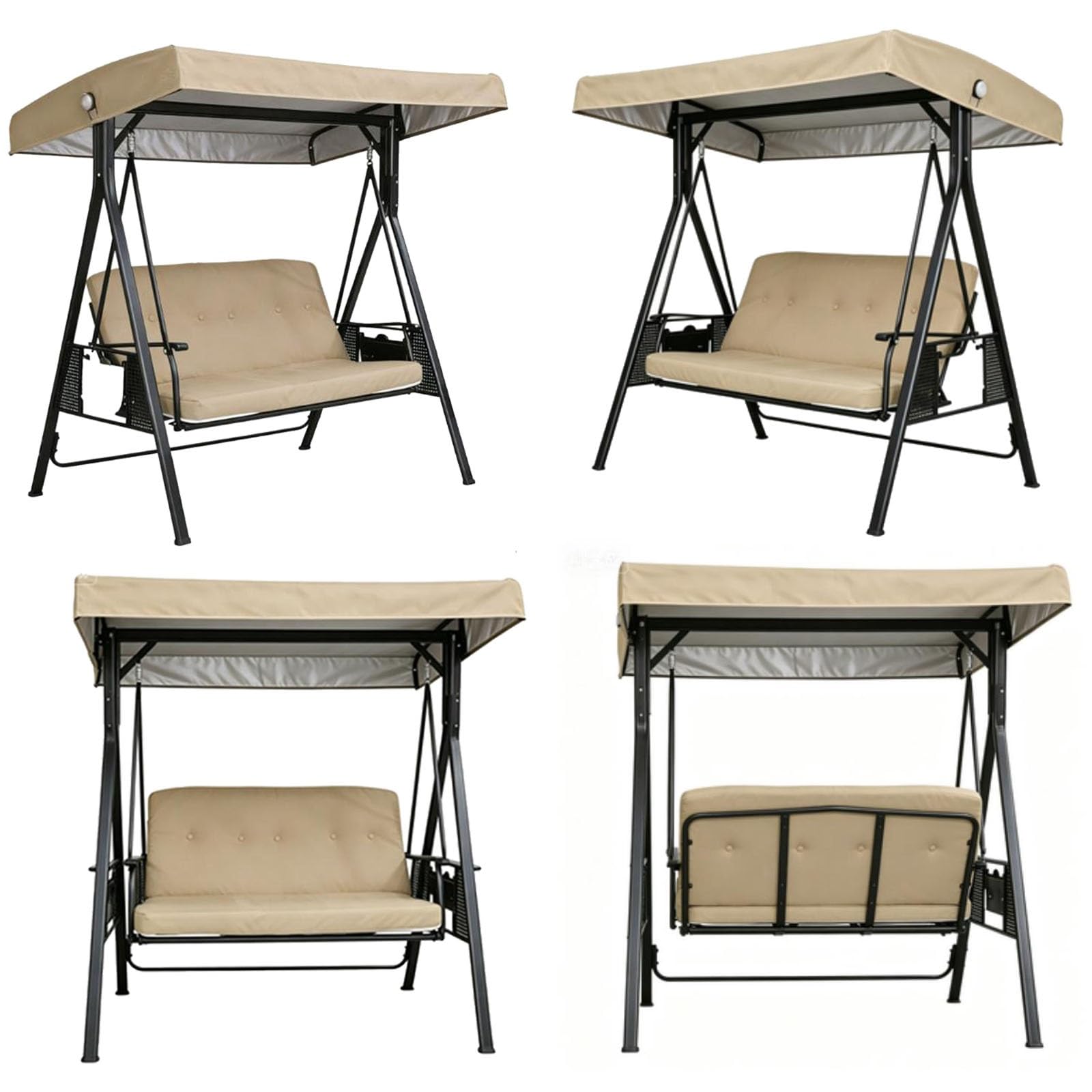 Techo de Repuesto para Balancín de Jardín, Cubierta del Toldo para Columpio, Impermeable y a Prueba de Desgarros, para Columpio para Asiento de Jardín de 2 o 3 Plazas(75 x 47in/191 x 120cm)