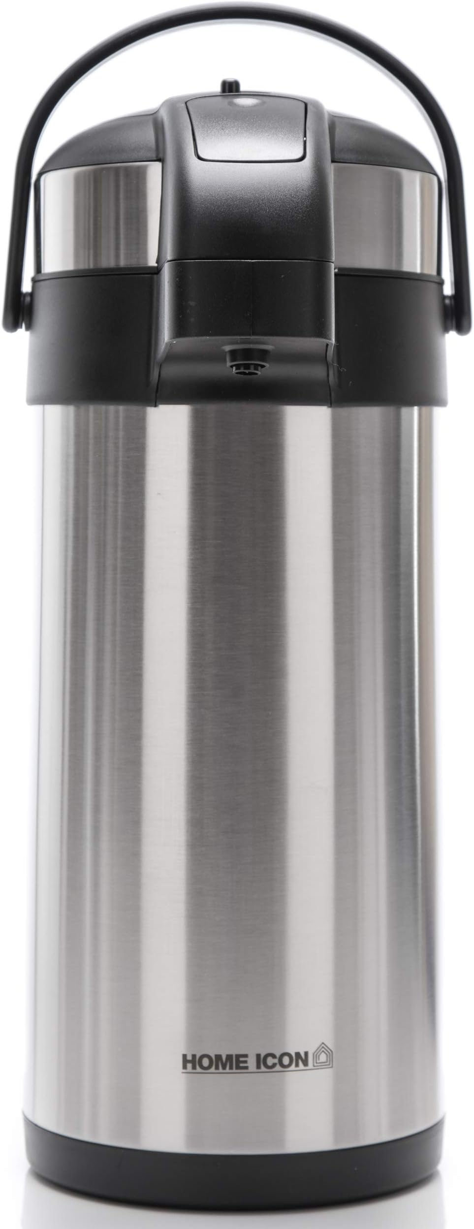 Home Icon 5L Airpot Flask Pump Action Vacuum Insulated with Safety Lock and Carry Handle (Silver)