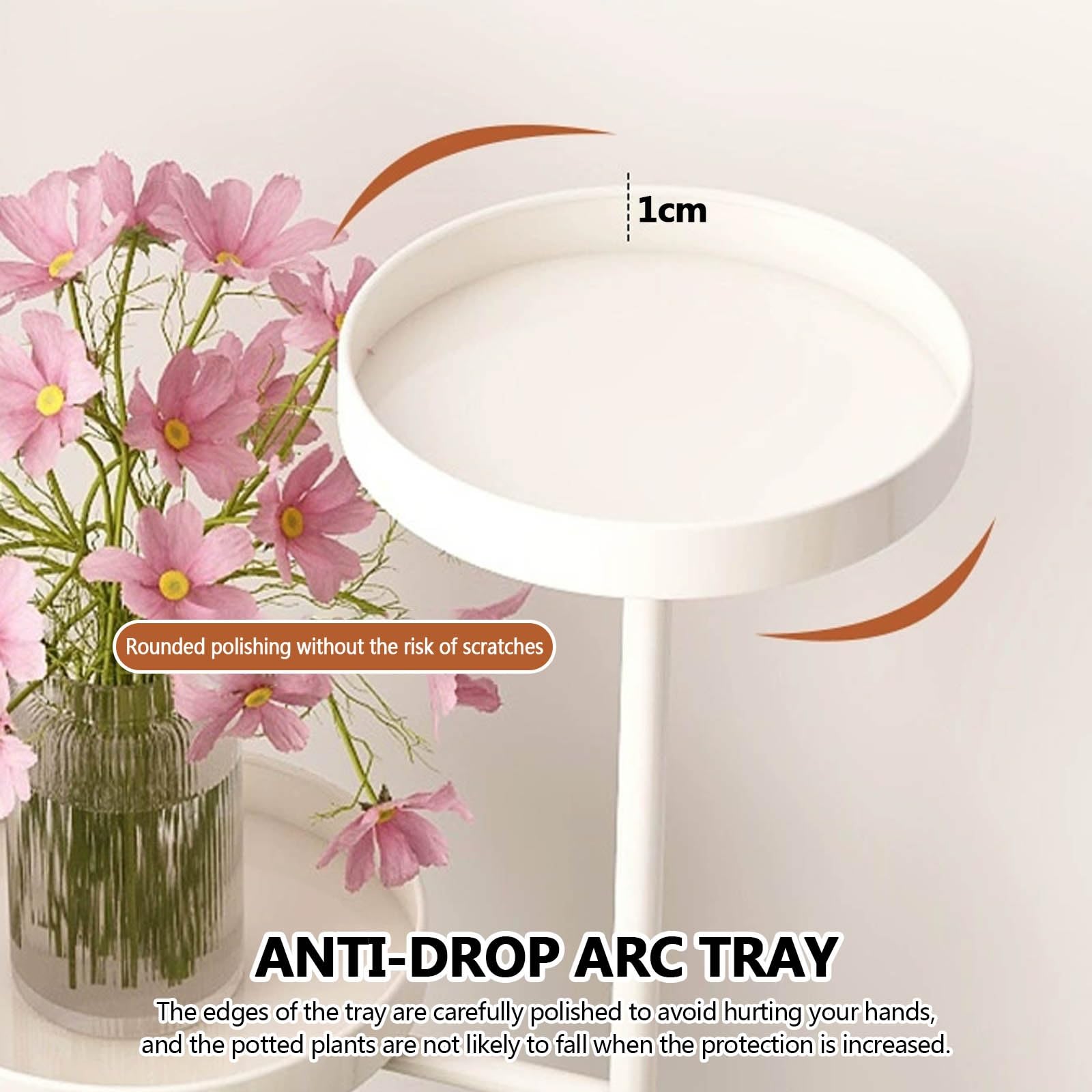 Supporto per piante in metallo, per interni ed esterni, per casa, patio, ufficio, giardino, vaso da fiori bianco, con ripiano in ferro (1 D