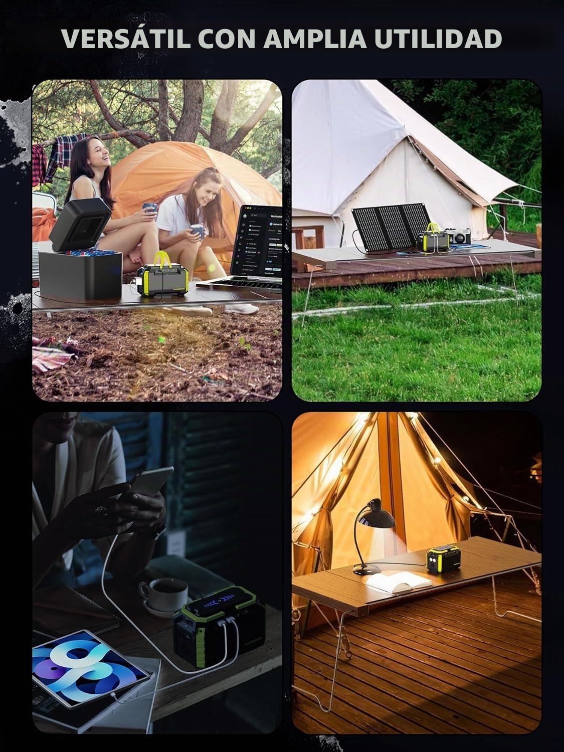 MARBERO - Generador solar de 150 W con panel solar incluido, alimentación para camping, 150 Wh con panel plegable de 30 W para exteriores, autocaravana, pesca, emergencia