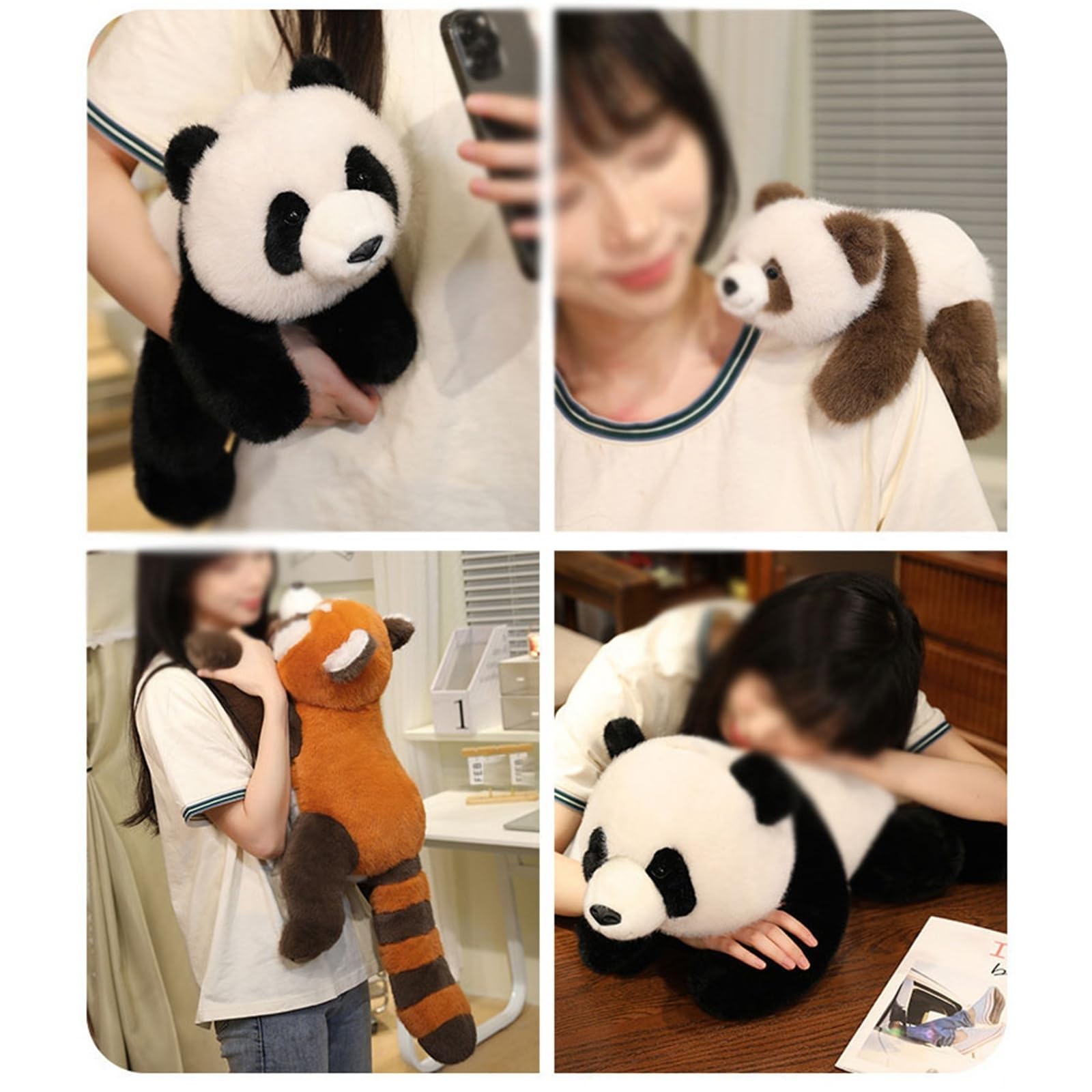 Peluche A Forma Di Panda, Morbido Tenero Peluche A Forma Di Panda Bianco E Nero Da Abbracciare Giocattolo Per Bambini(Brown,60cm/23.6in)