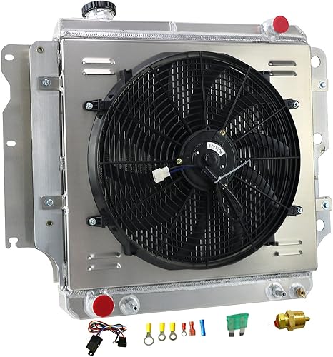 Miniatura 5 de RadRace Relé de ventilador de aluminio de 3 filas para Jeep Wrangler TJ 88 89 90 91 92 93 94 95 96 97 98 99 01 02 04 05 2.4L 2.5L 4.0L 4.0L 4.0L