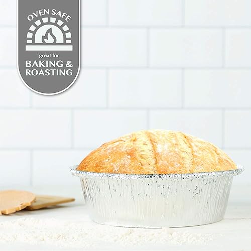 Vista 3 de PLASTICPRO 6'' Inch Round Tin Foil Cake Pans Disposable Aluminum, Freezer & Oven Safe - For Baking, Cooking, Storage, Roasting, & Reheating, Pack of