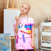 Vista 2 de Delantal de pintura artística para niños y niñas, con bolsillos, sin mangas, para niños de 2 a 7 años