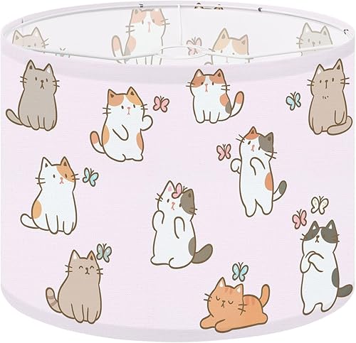 Miniatura 17 de Pantalla de lámpara de tambor de los años 70, pantalla retro rosa beige para lámparas de pie, lámparas de mesa, lámpara colgante de 11 x 8.9