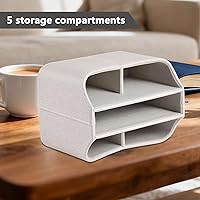 Vista 5 de Soporte de cuero para control remoto giratorio de 360 grados, organizador giratorio de escritorio para mandos a distancia de TV, bolígrafo