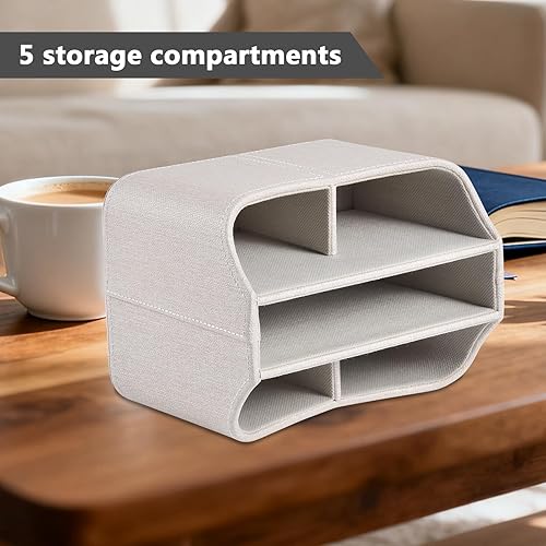 Miniatura 5 de Soporte de cuero para control remoto giratorio de 360 grados, organizador giratorio de escritorio para mandos a distancia de TV, bolígrafo,