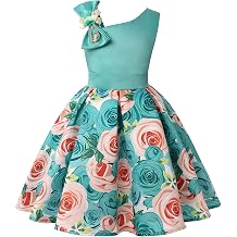 2-9T Girls Kids Striped Floral Ruffles Flower Dress Ball Gown Party Formal Dresses