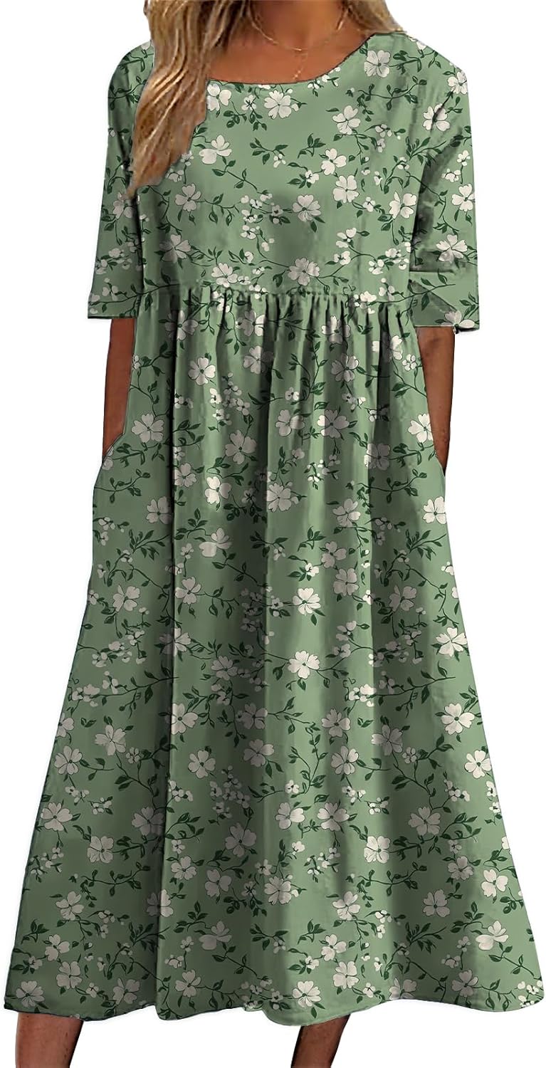 Dress for Maternity Women Vintage Boho Stylish Floral Graphic Short Sleeve Summer B...