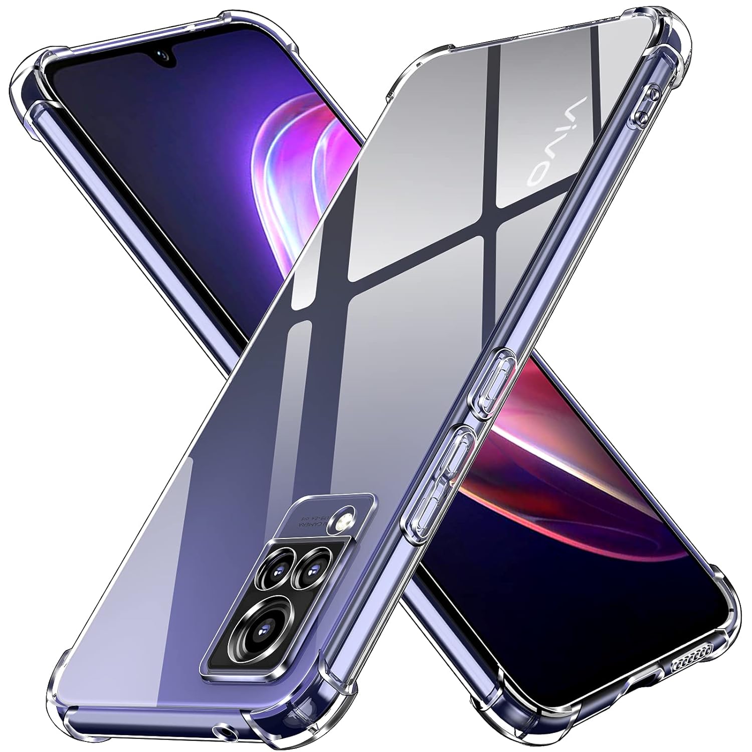 Hybrid Clear Back Case Cover for Vivo V21 5G | Shockproof Design | Camera Protection Bump | Bumper Case Cover for Vivo V21 5G (Transparent)