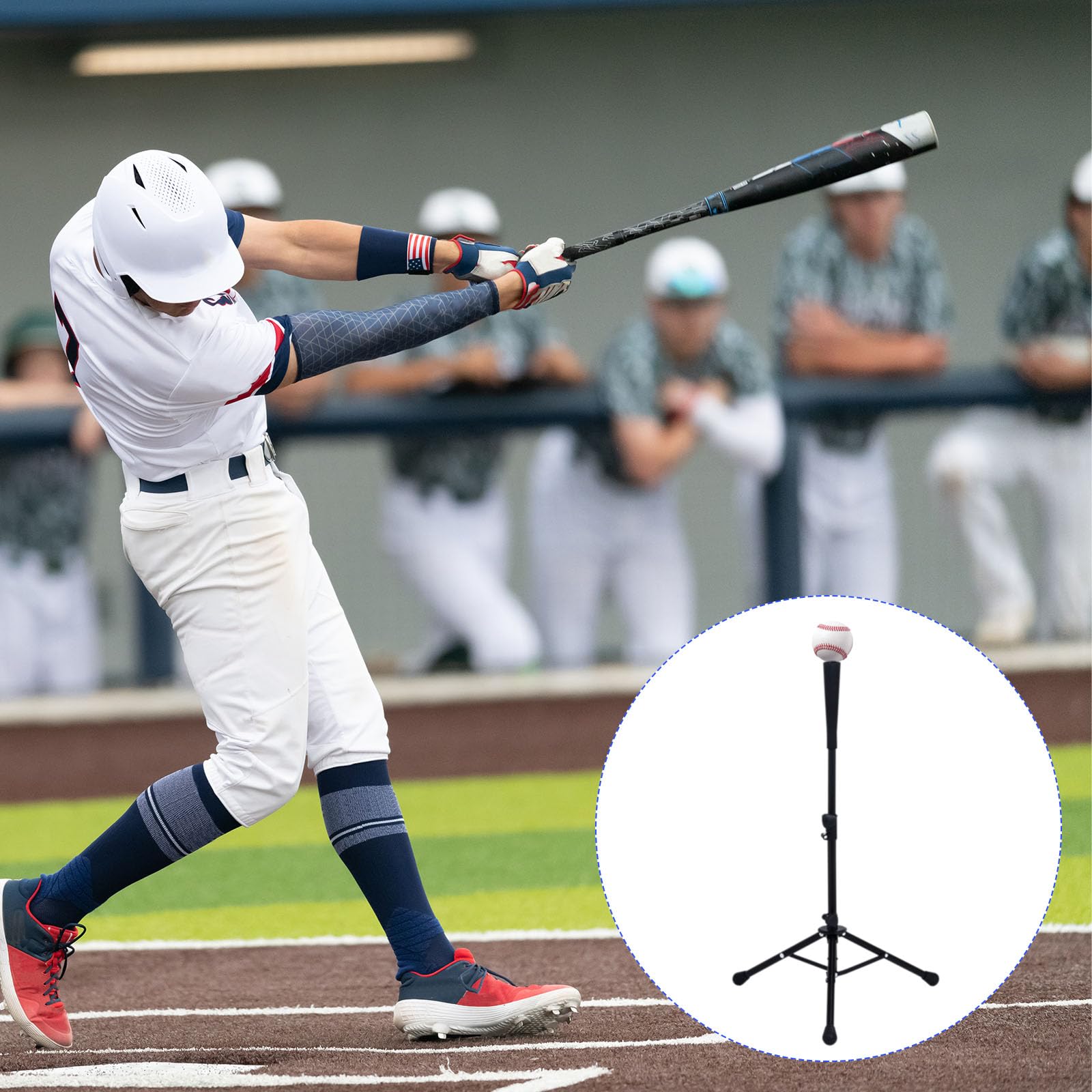 M METERXITY Baseball Batting Tee - Softball Tee Portable Tripod Stand Base, Collapsible & Adjustable Height with Carrying Bag, Apply to Hitting Training (Black)