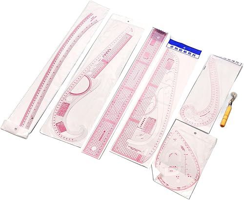 Miniatura 4 de Juego de 7 reglas de curva francesa, herramientas completas de alta precisión, reglas de costura con escala para principiantes, sastres, fabricación