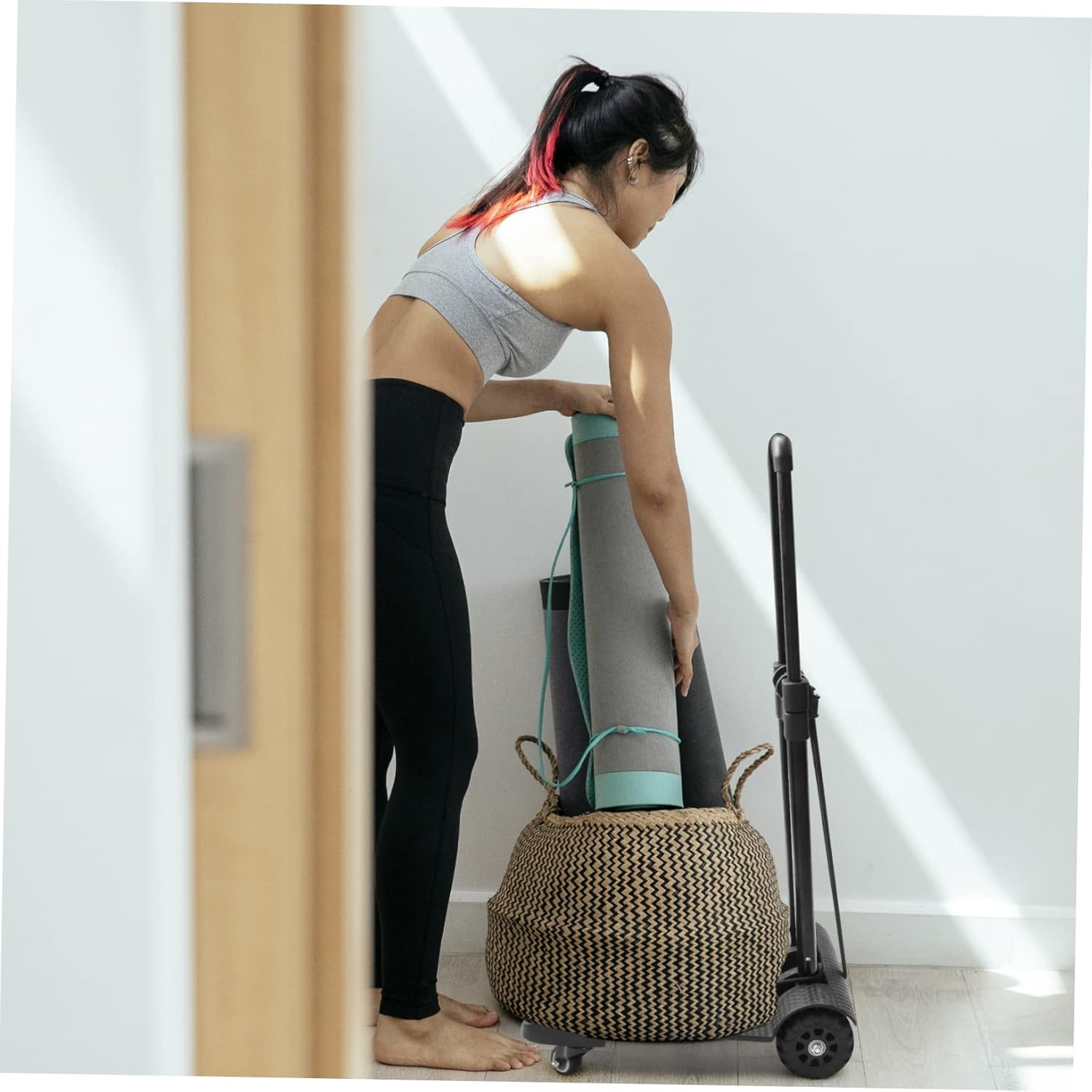 Lurrose Folding Utility Cart Thickened Pattern Cart Luggage Small Shopping Trolley Hand Portable