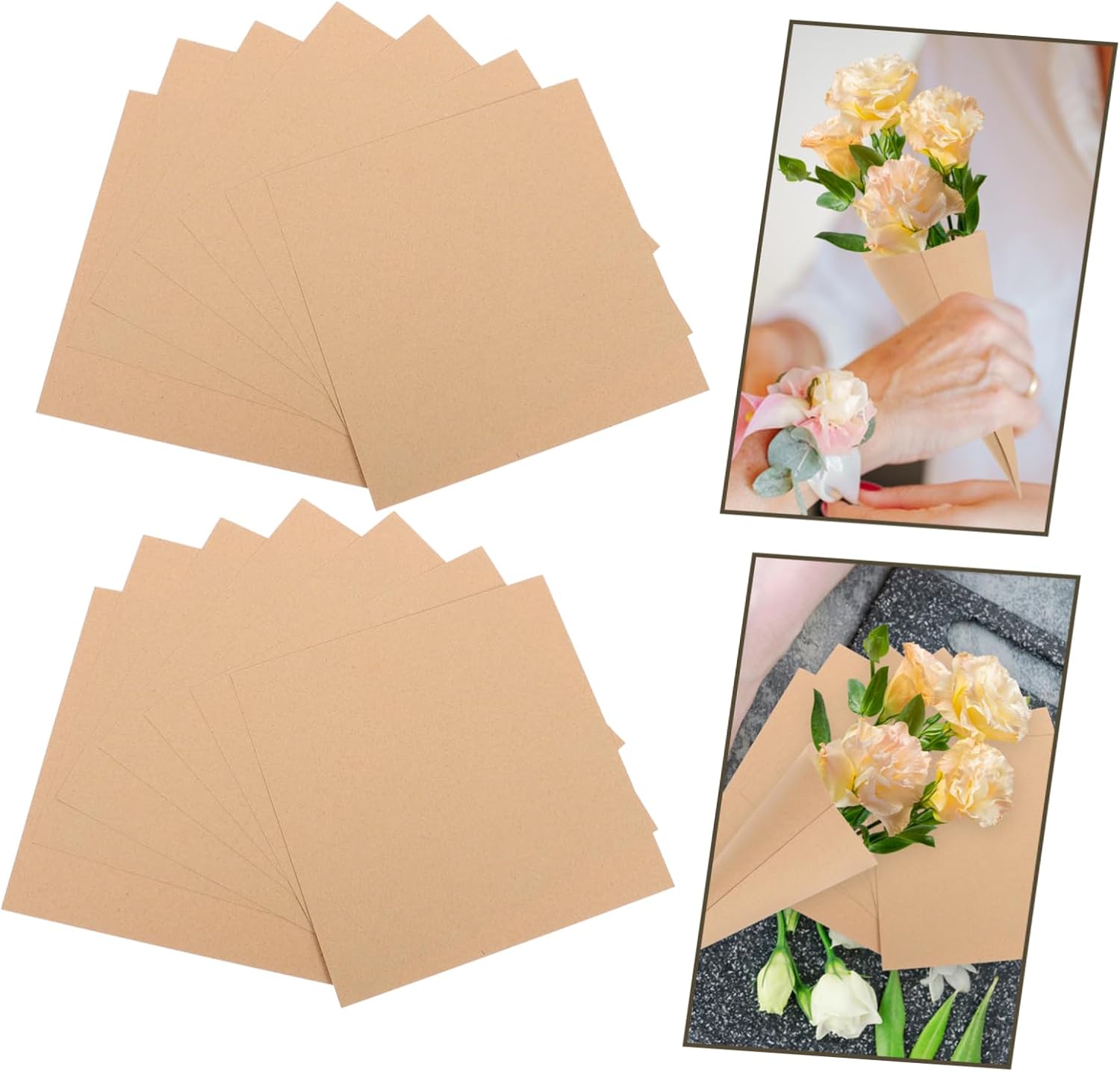 50pcs Kraft Paper Flower Petal Cones Elegant Wedding Confetti Holders for Flowers and Candies for Parties and Celebrations