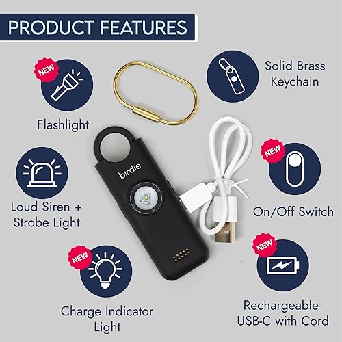 Miniatura 3 de She’s Birdie 3.0 New Version – The Original Personal Safety Alarm for Women by Women–Loud Siren, Flash Light and Rechargeable Battery in a Variety