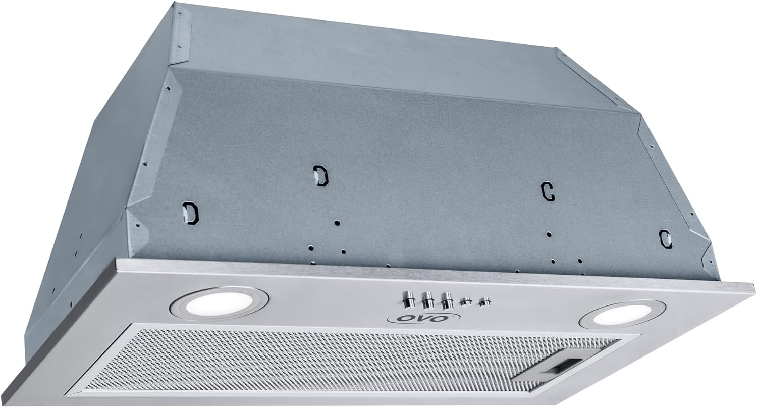 OVO 20 inch Built-In Range Hood Vent with 3-Speed Exhaust Fan, 280 CFM, Push Button Vent Hood, Stainless Steel Kichen Hood