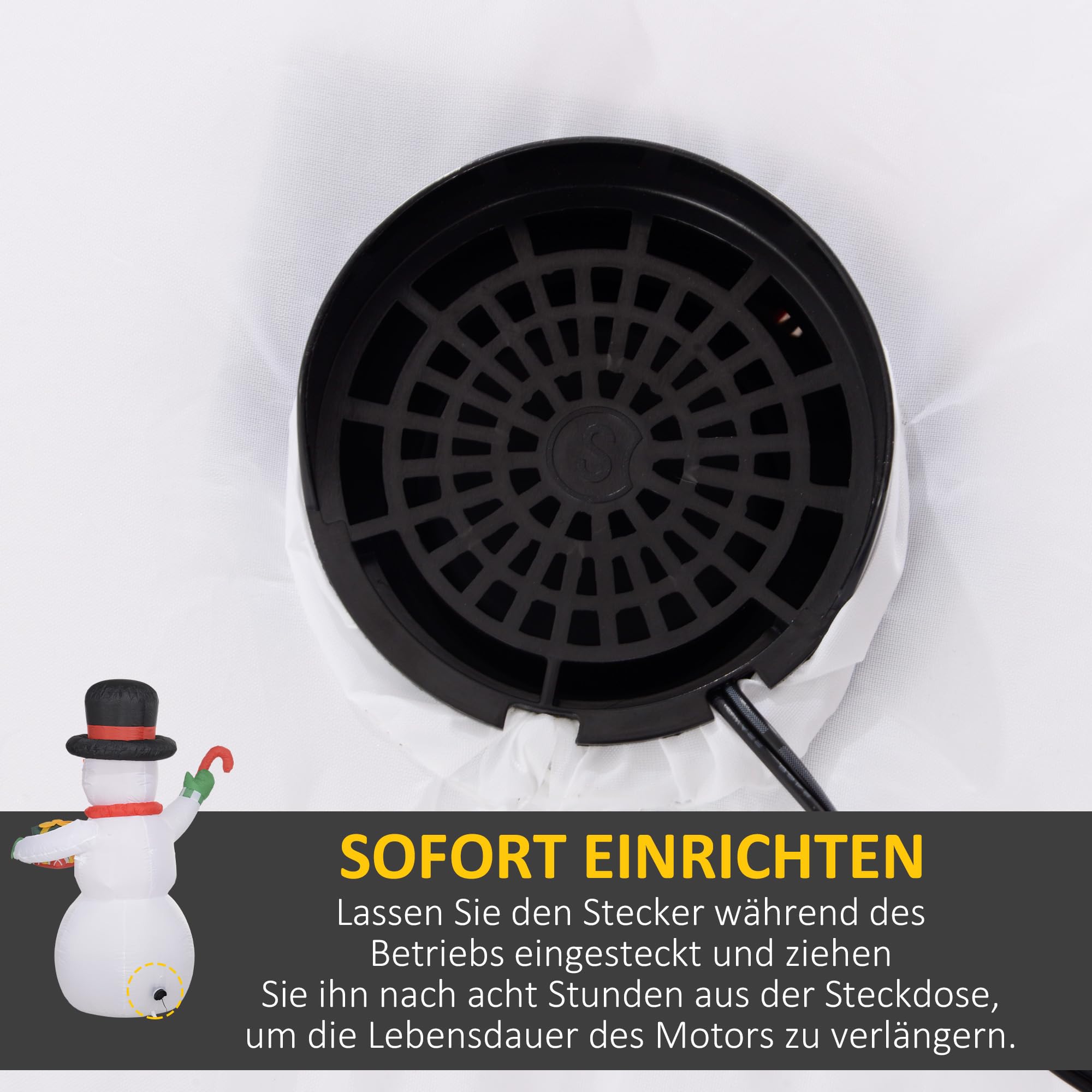 Outsunny Aufblasbarer Schneemann mit Zuckerstange 180 cm mit LED-Leuchte | Geschenkbox, Aufblasbare Weihnachtsdeko, Gebläse, Weihnachtsfigur, Outdoor, Garten, Party