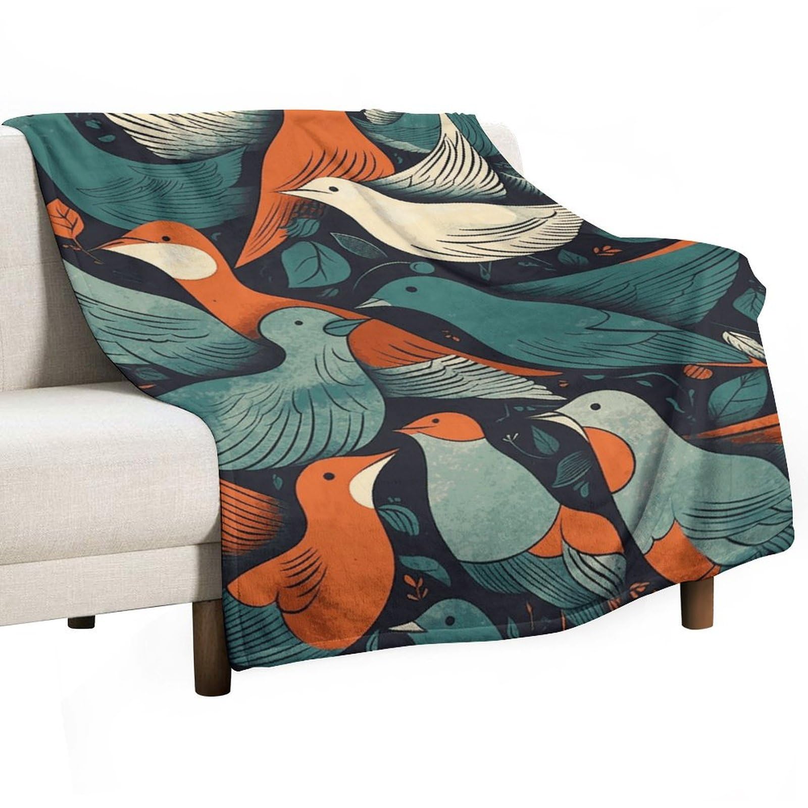 Couverture polaire douce lit flanelle épaisse oiseau haut de gamme