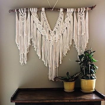 Natural Driftwood Wall Hanging Cotton Wood Large Art Boho Handmade Decoration Tapestry