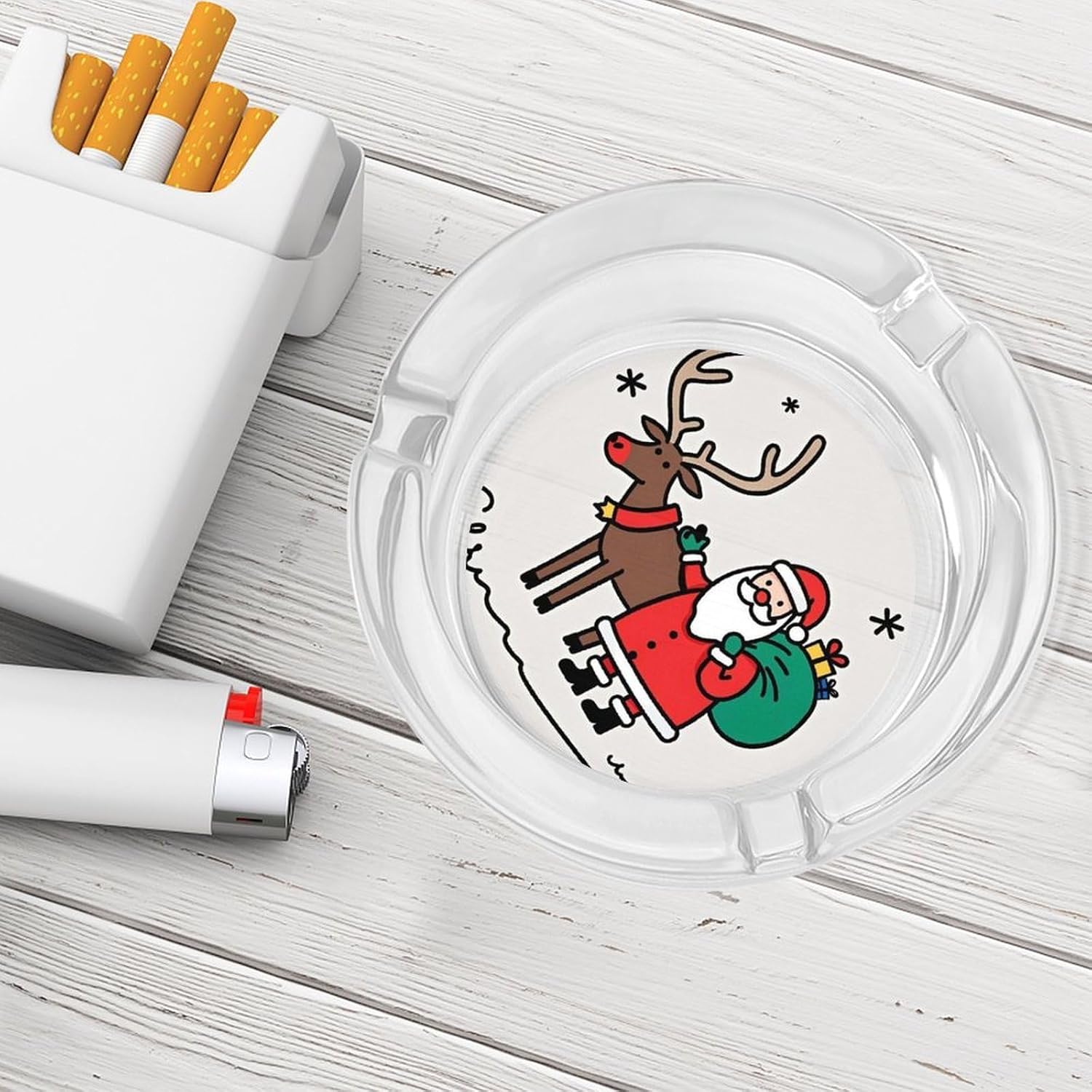 Smokeless Ashtray Ash Tray Outdoor Ashtray Simple Santa Claus And Deer Glass Ashtrays for Home Office Smokers Decoration