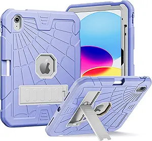 SIBEITU for iPad Case 11-inch A16 2025/ 10th Generation 2022, Heavy Duty iPad 10 Case with Kickstand & Pencil Holder, Rugged Hybrid 3-Layer Protective iPad 10th 10.9" Cover for Girls Women, Purple