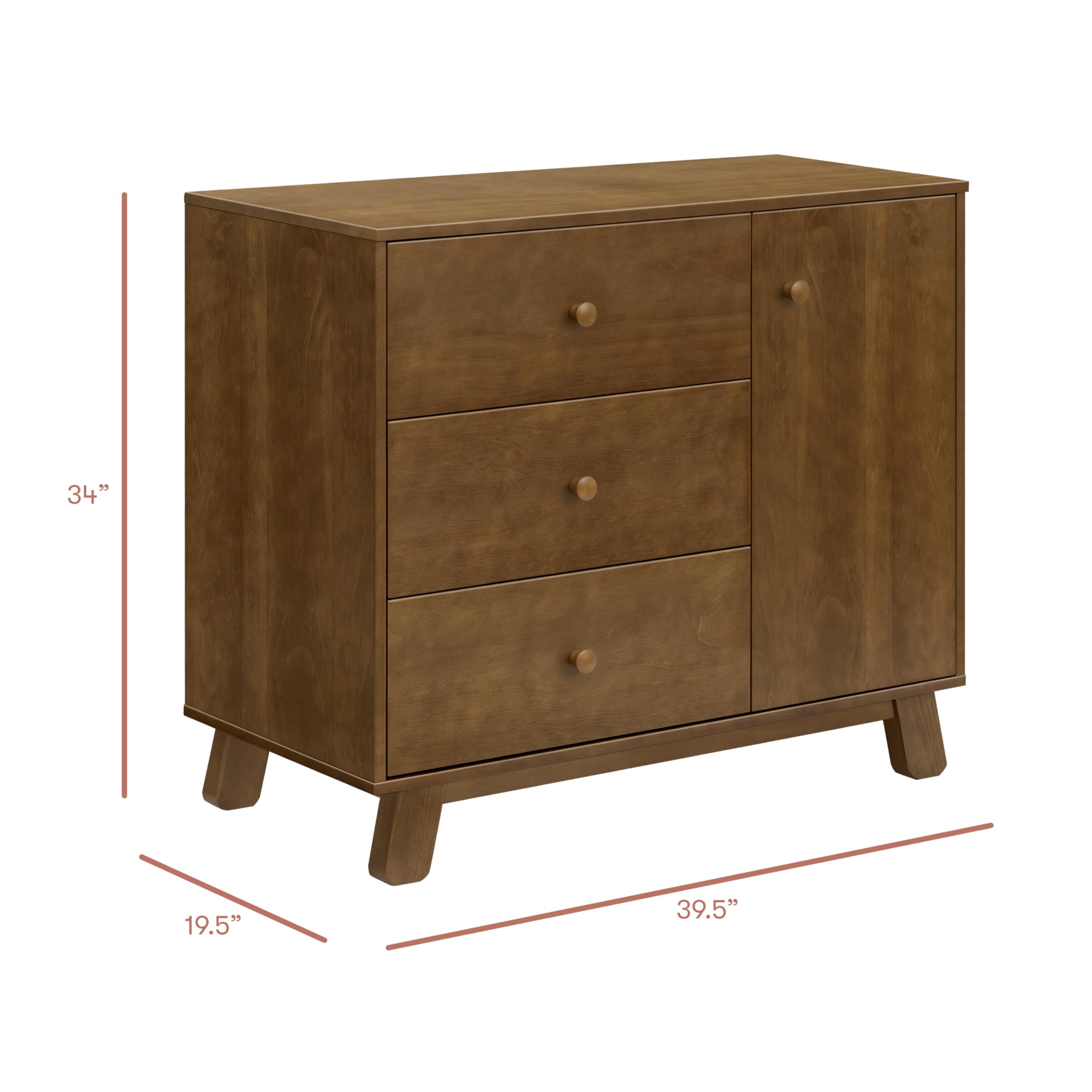 babyletto hudson dresser 3-Drawer Dresser, GREENGUARD Certified, Natural Walnut | TSCA-Compliant Baby for Nursery & Bedroom Color:Plaid Bourgeois Print Club 33 at Disneyland and brass gold metal EOSSJUNE24