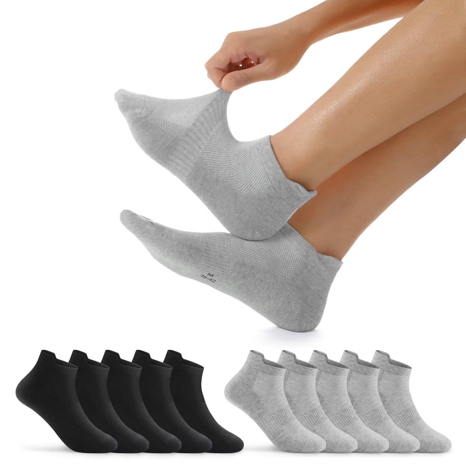 EKSHER 10 Paia Calzini Uomo Corti Calze Donna Corte Cotone Calza Sportive Basse Traspirante Running Elastiche Tennis
