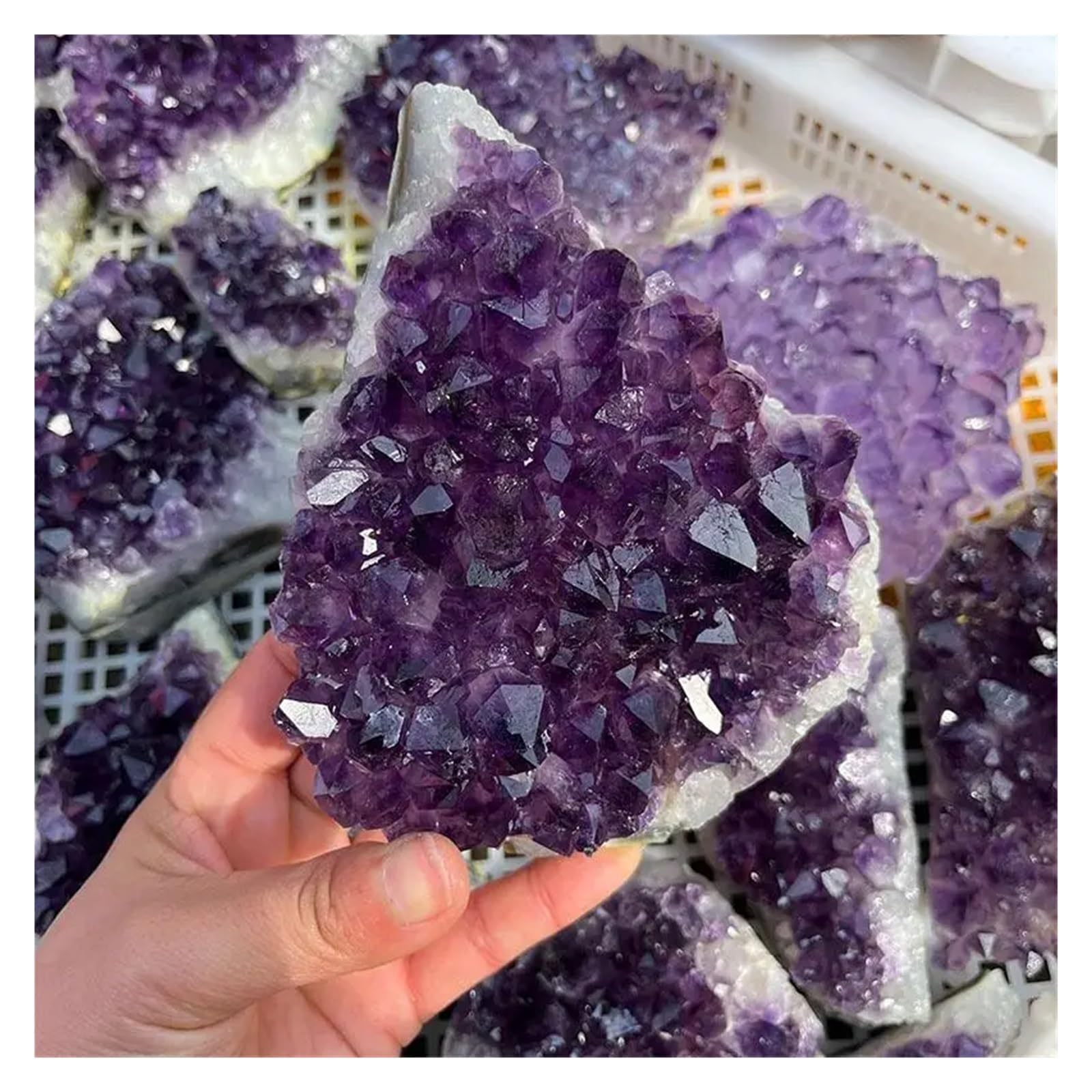 racimo de cristales Racimo de cuarzo de cristal púrpura Natural, energía espiritual curativa, geoda de amatista, espécimen de piedra, adornos for manualidades, 1 ud. (Size : 500G-800G)
