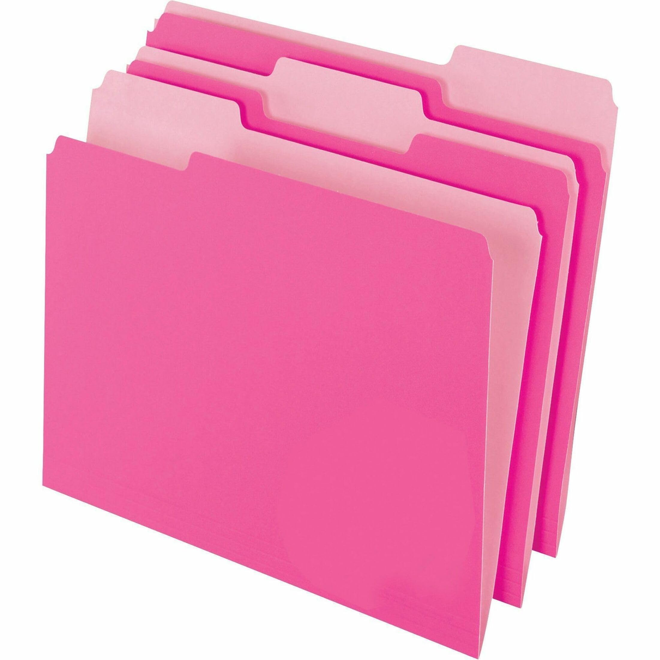 Two-Tone Color File Folders, Letter Size, 1/3 Cut, Pink, 100 Per box (152 1/3 PIN), 12 x 9.88 x 2.38 inches